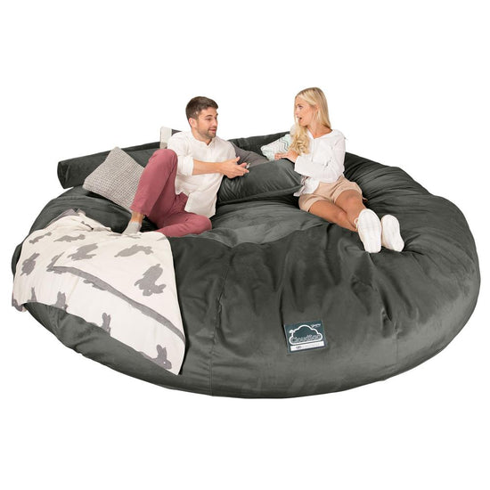CloudSac 5000 XXXXXL 超特大タイタニックメモリーフォームビーズクッションソファ - ベルベットグラファイトグレー 03