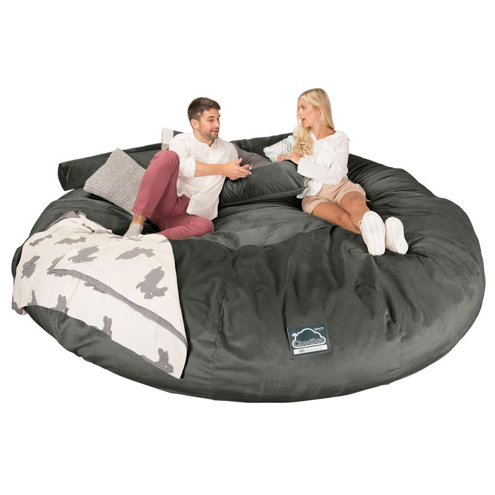 CloudSac 5000 XXXXXL 超特大タイタニックメモリーフォームビーズクッションソファ - ベルベットグラファイトグレー 03