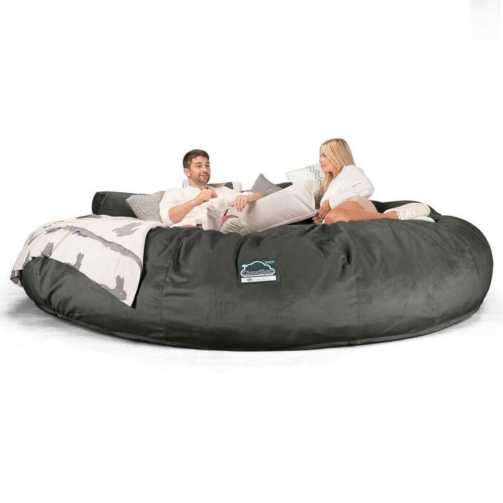 CloudSac 5000 XXXXXL 超特大タイタニックメモリーフォームビーズクッションソファ - ベルベットグラファイトグレー 05