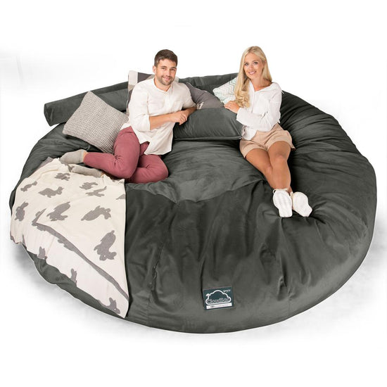 CloudSac 5000 XXXXXL 超特大タイタニックメモリーフォームビーズクッションソファ - ベルベットグラファイトグレー 01