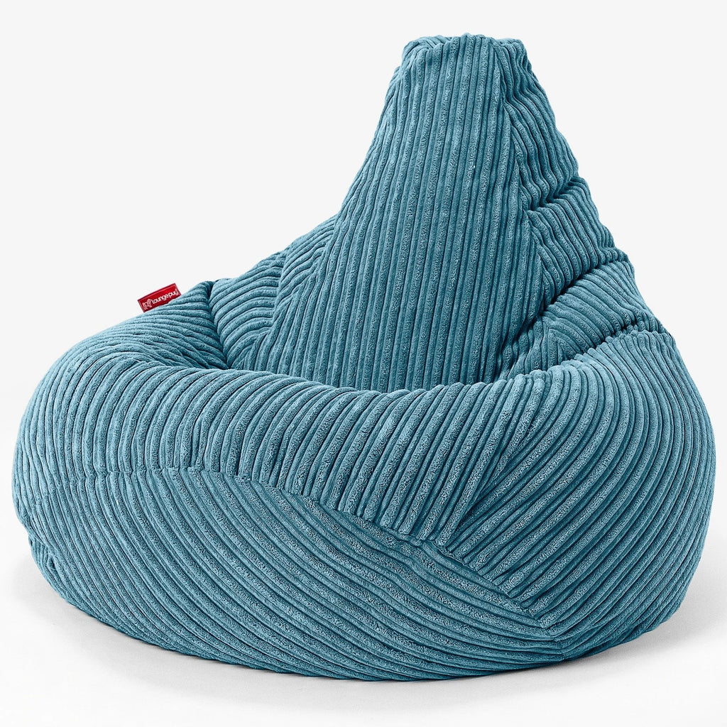 loungepug ビーズクッションチェアクラシックコーデュロイターコイズブルー LoungePug ティーン向けビーズアームチェア-クラシック