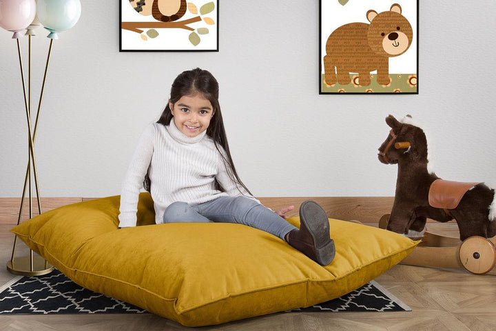ジュニア子供用ビーズクッション 2-14歳用 - ベルベットゴールド 02