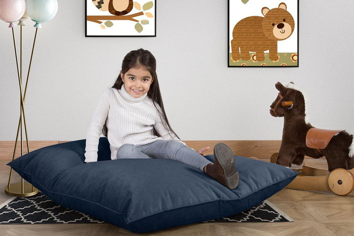 ジュニア子供用ビーズクッション 2-14歳用 - ベルベットネイビー 02
