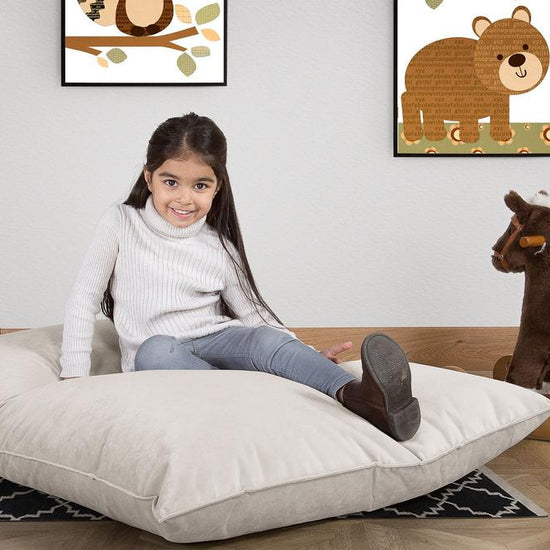 ジュニア子供用ビーズクッション 2-14歳用 - ベルベットシルバー 02