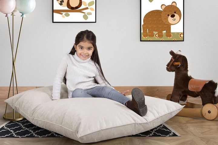 ジュニア子供用ビーズクッション 2-14歳用 - ベルベットシルバー 02
