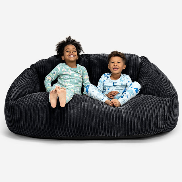 子供用特大Bubbleソファビーズクッション 3-14歳用 - クラシックコーデュロイブラック 01