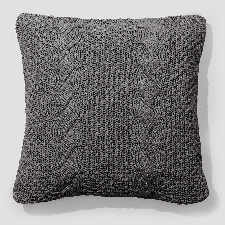 クッション 47 x 47cm - コットン100％ケーブルニットグレー 01