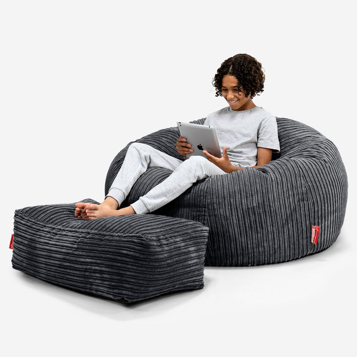即納！最大半額！ LoungePug子供用ビーズクッションソファ-クラシックコーデュロイ ビーズクッション・クッションソファ