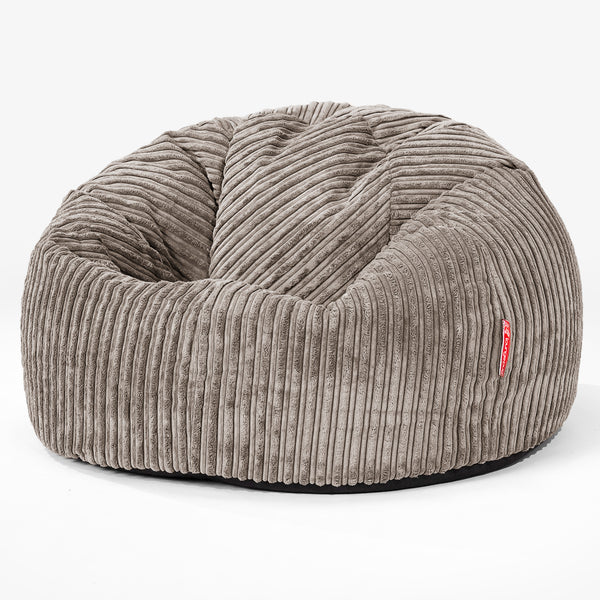 CloudSac キッズ 子供用メモリーフォームジャイアントビーズクッション 2-12歳用 - クラシックコーデュロイダヴテールグレー Fabric Close-up Image