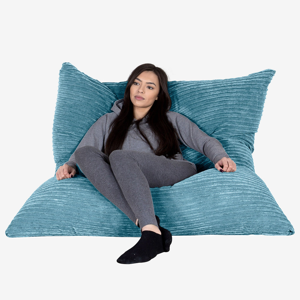 loungepug ビーズクッションチェアクラシックコーデュロイターコイズブルー LoungePug ジョセフィンビーズアームチェアソファ-クラシック