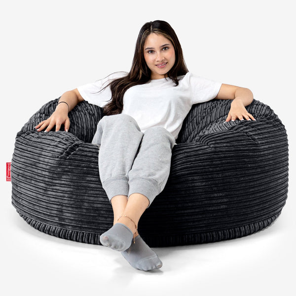 マンモスビーズクッションソファ - クラシックコーデュロイブラック 01