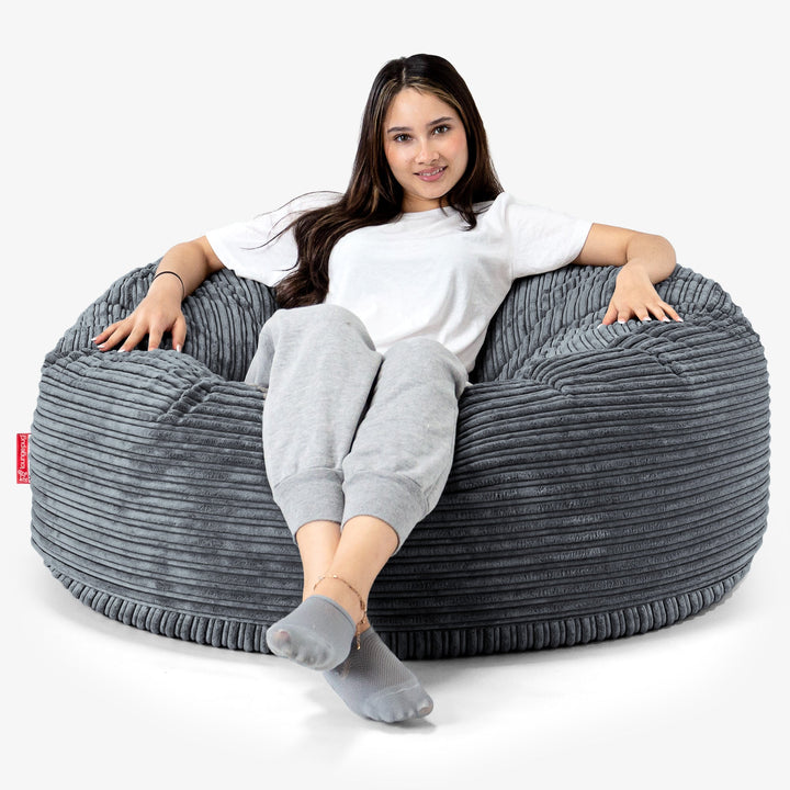 マンモスビーズクッションソファ - クラシックコーデュロイスレートグレー 01