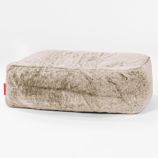 大型フットスツール - フェイクラビットファーゴールデンブラウン 01