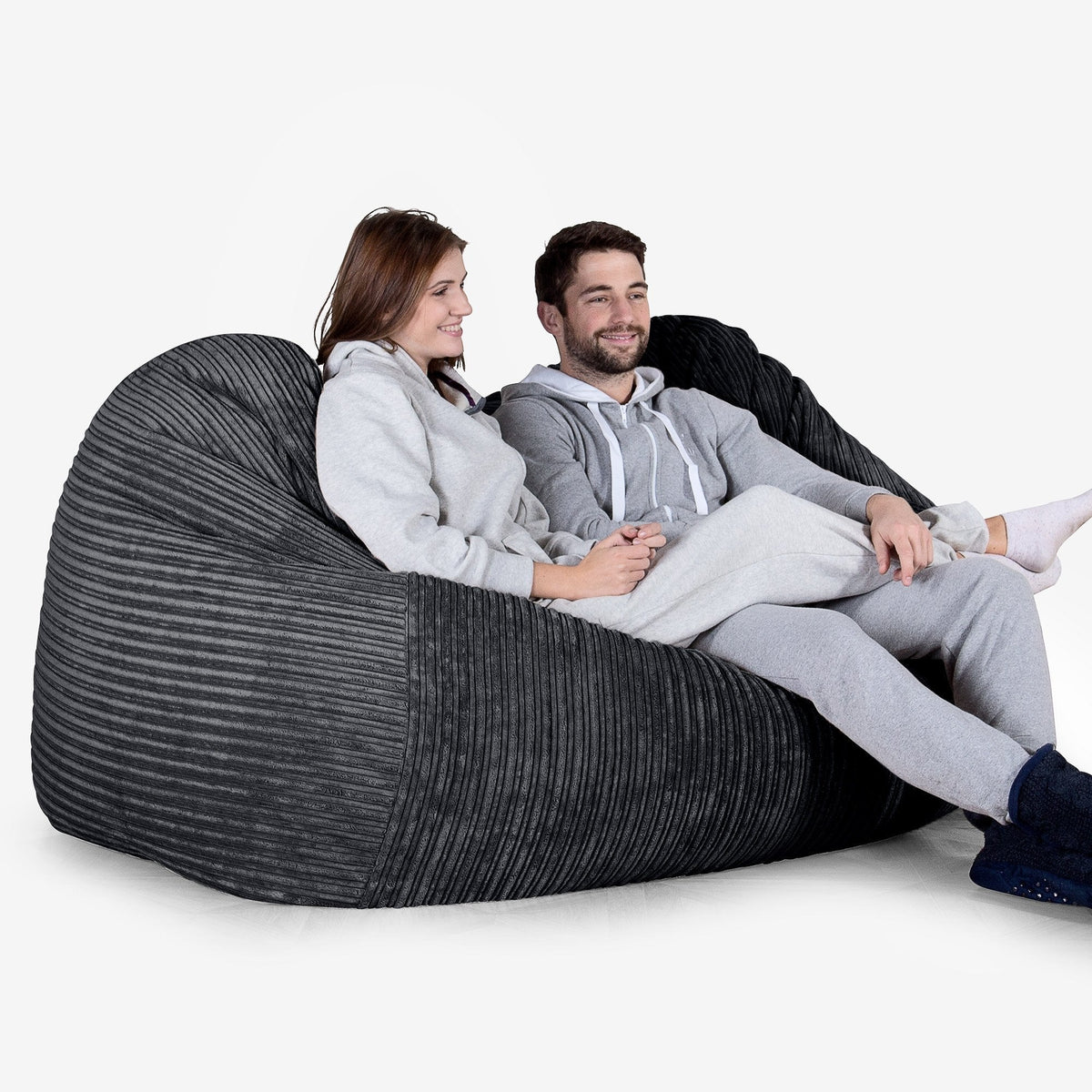 LoungePug超特大ビーズクッションソファ-クラシックコーデュロイ黒 