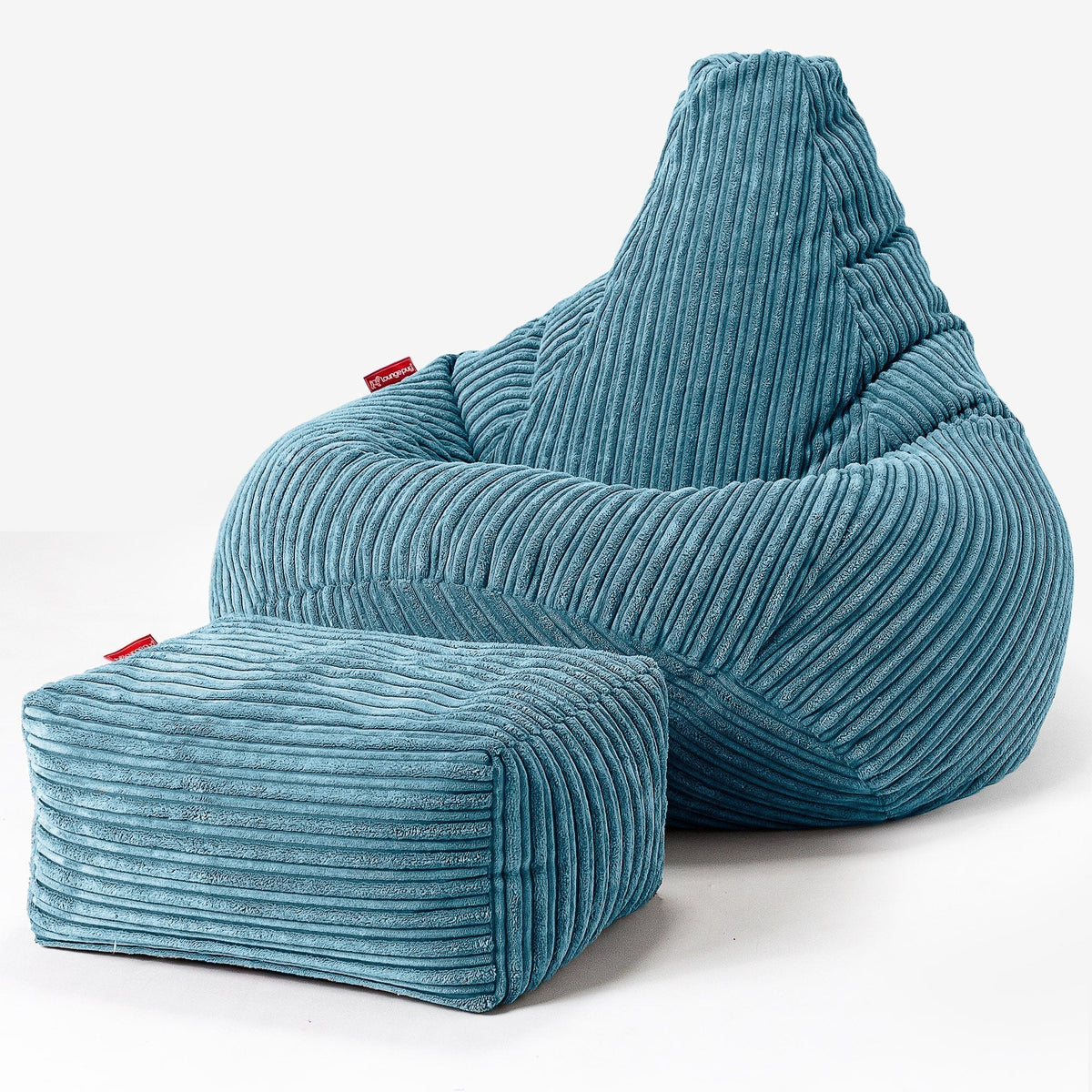 loungepug ビーズクッションチェアクラシックコーデュロイターコイズブルー lounge-pug-highback-gaming-