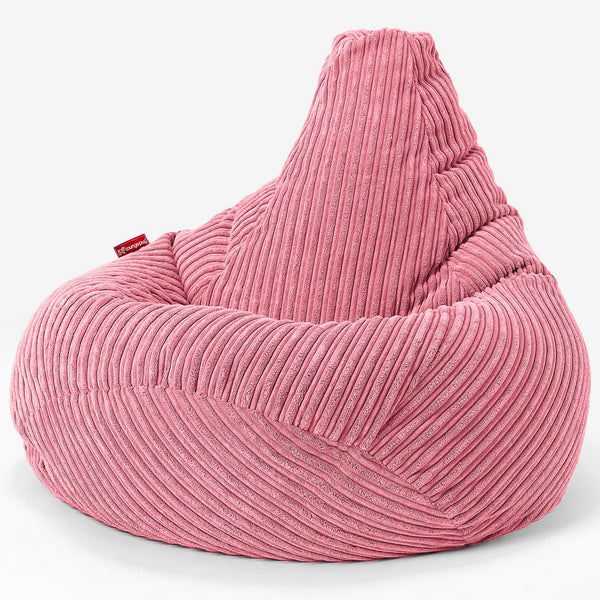 ハイバック背もたれビーズクッションチェア - クラシックコーデュロイコーラル Fabric Close-up Image