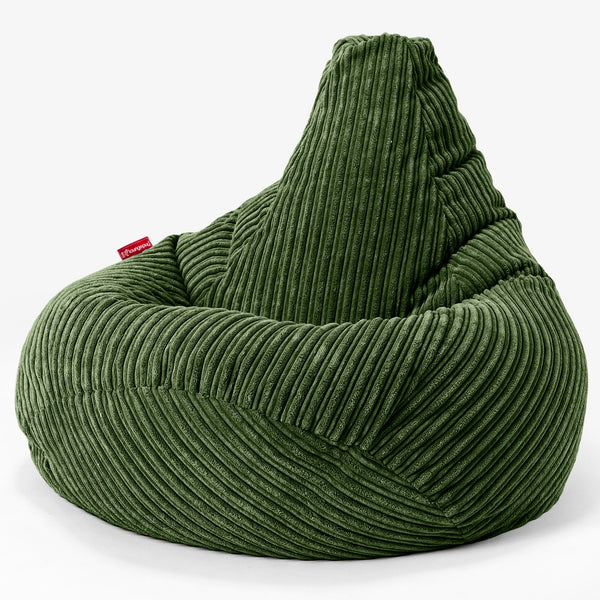 ハイバック背もたれビーズクッションチェア - クラシックコーデュロイフォレストグリーン Fabric Close-up Image