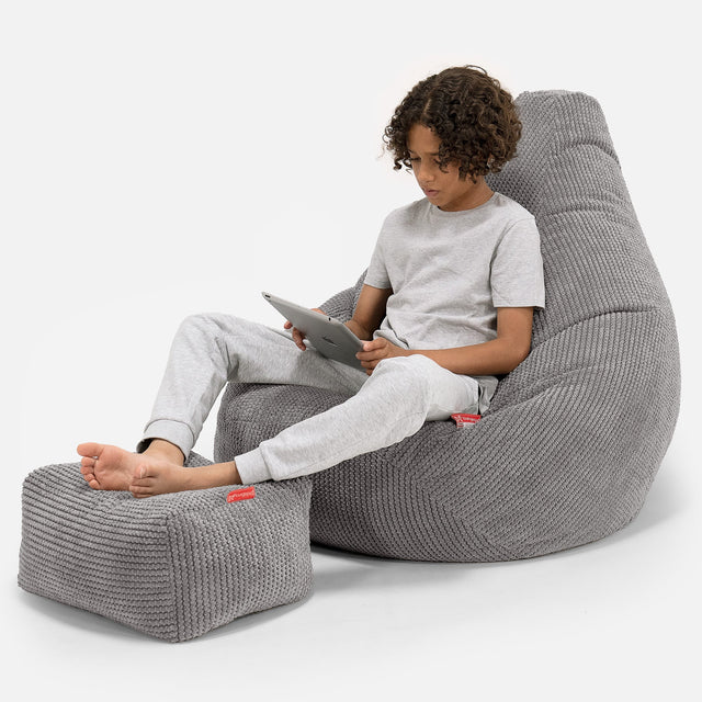 子供用ゲーミングチェアビーズクッション6-14歳用 - ポンポンチャコールグレー 01