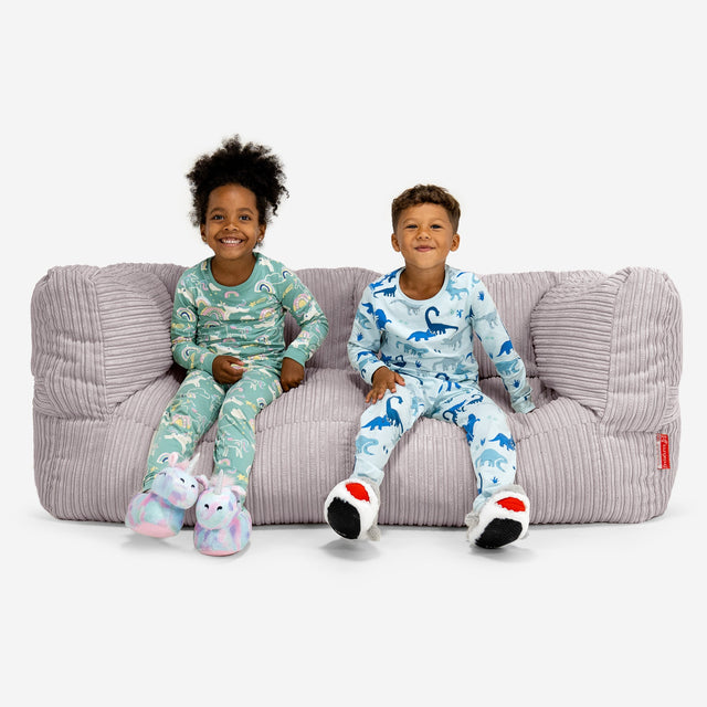 子供用特大アルバートソファビーズクッション 3-14歳用 - クラシックコーデュロイアルミニウムシルバー 01