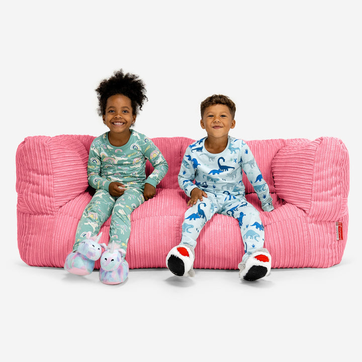 子供用特大アルバートソファビーズクッション 3-14歳用 - クラシックコーデュロイコーラル 01
