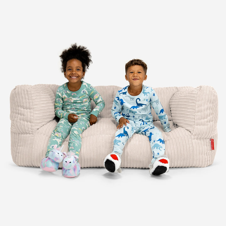 子供用特大アルバートソファビーズクッション 3-14歳用 - クラシックコーデュロイアイボリー 01