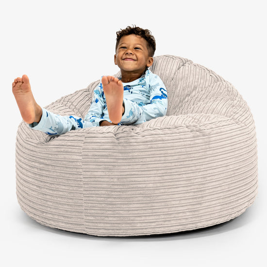 子供用特大ごろ寝ビーズクッション 3-8歳用 - クラシックコーデュロイアイボリー 01