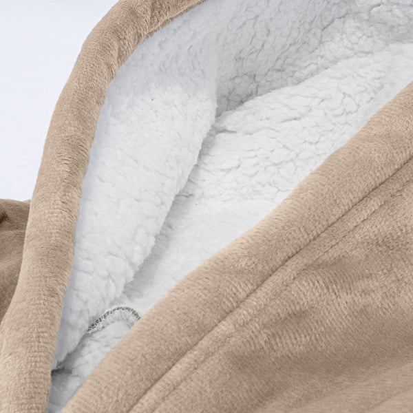 特大パーカーブランケット男女兼用 - クリーム/ミンク Fabric Close-up Image