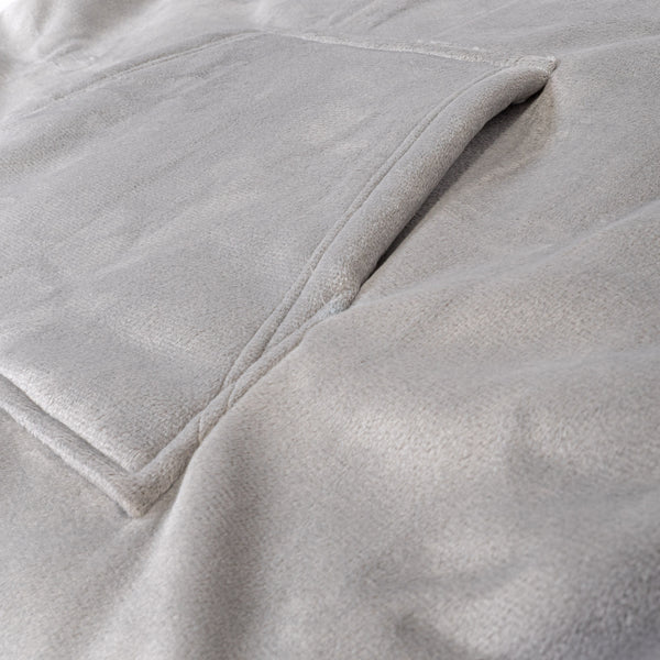 特大パーカーブランケット男女兼用 - グレー Fabric Close-up Image