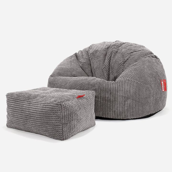 LoungePug クラシックビーズチェア-ポンポンチャコールグレー LoungePug クラシックビーズチェア-ポンポンチャコールグレー