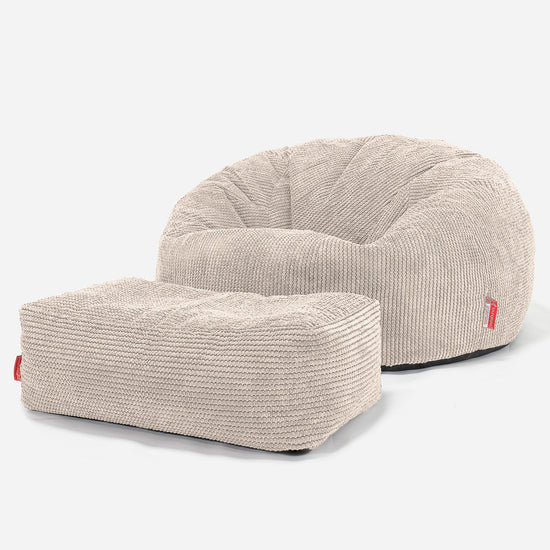 Loungepug クラシックビーズクッションチェア ボンボンアイボリー LoungePug クラシックビーズソファ-ポンポンアイボリー– Lounge Pug Japan