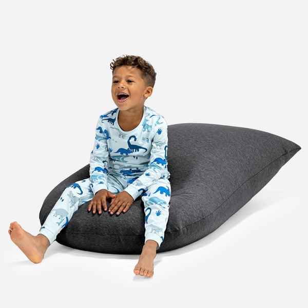 トール大型子供用ビーズクッション 2-6歳用 - のびのびコットングラファイトグレー 01