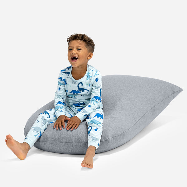 トール大型子供用ビーズクッション 2-6歳用 - のびのびコットンライトグレー 01